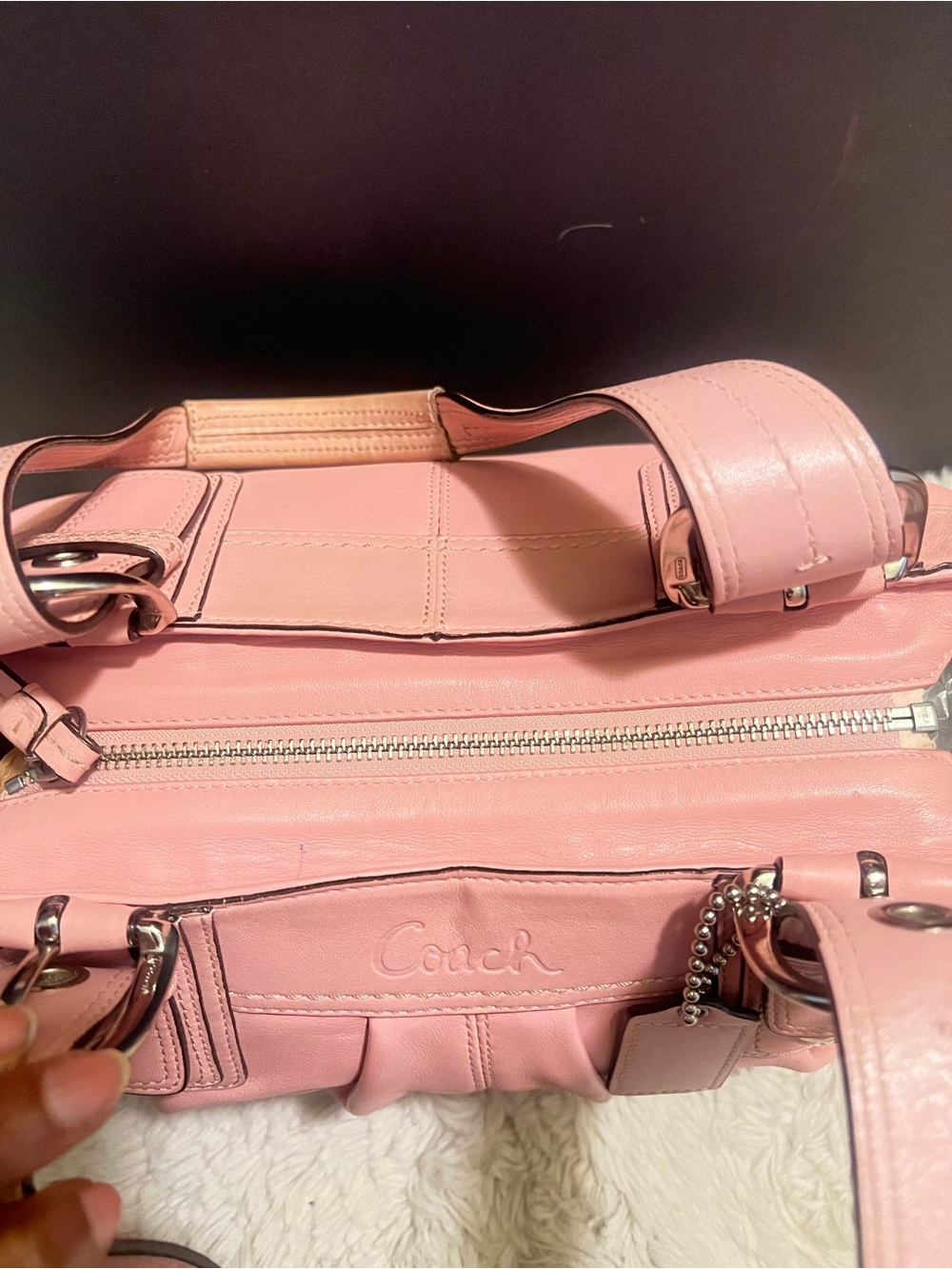 Vintage Coach Soho pleated Pink Leather Tote Shoulder Bag with Branded Tag - Picture 10 of 12